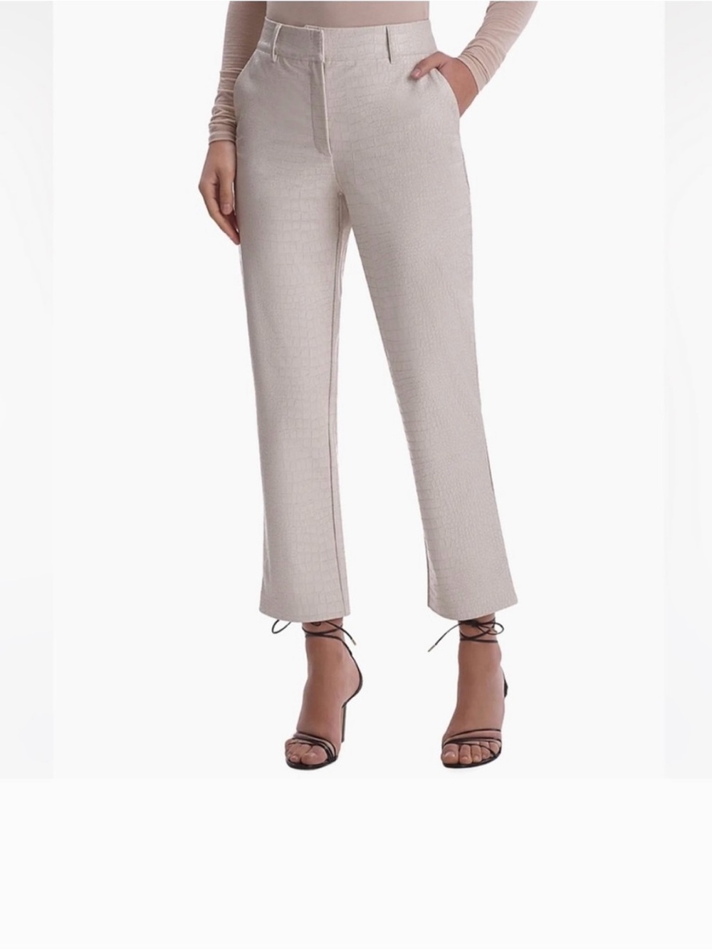 Commando Cropped Straight-Leg Trousers in Bone - Picture 1 of 13